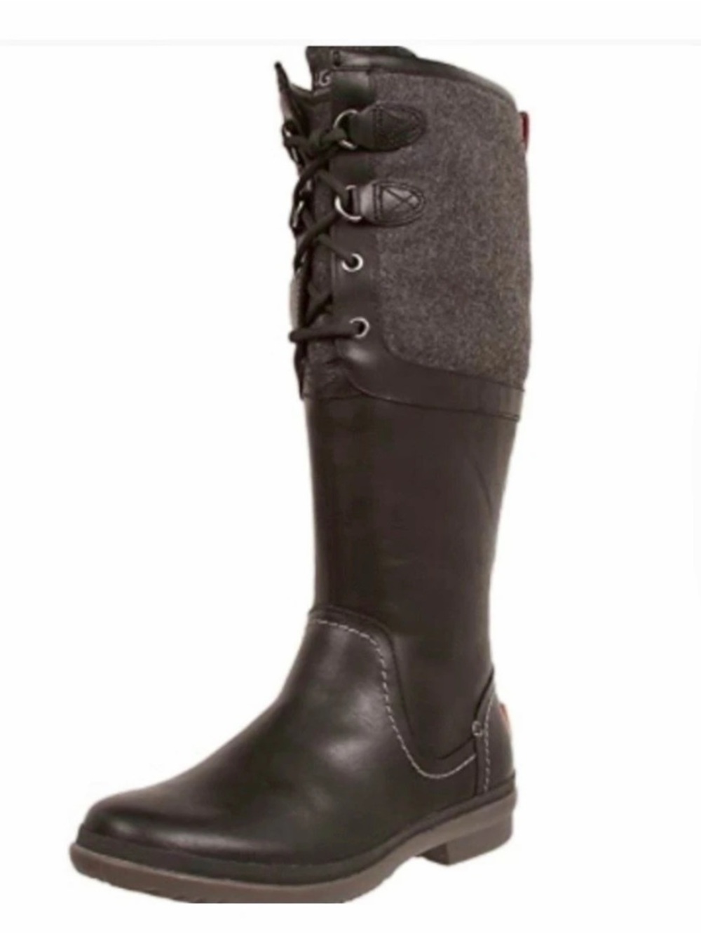 UGG Elsa Waterproof Wool-Lined Tall Winter Boots - Black Size 8.5